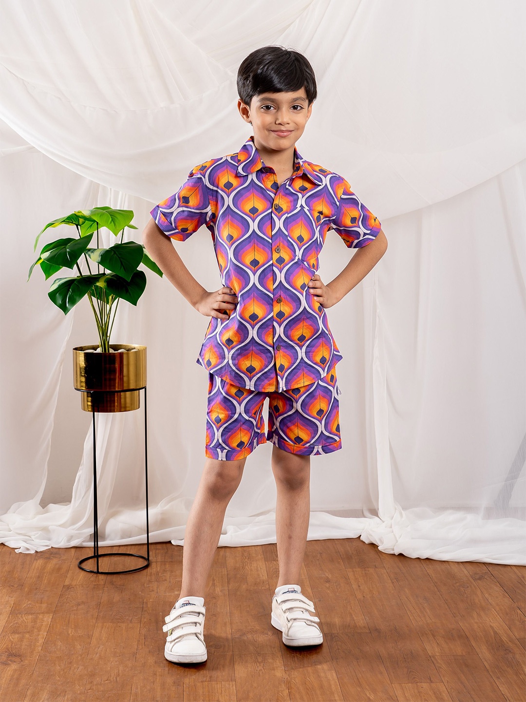 

BEBE UNICORN Boys Printed Shirt with Shorts, Blue