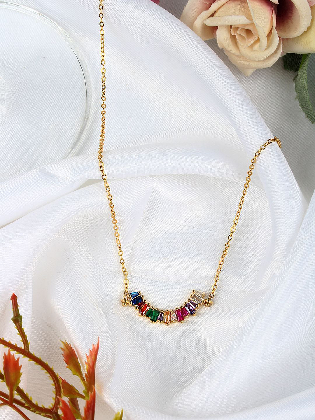 

KPOP Gold-Plated Stone Studded Necklace
