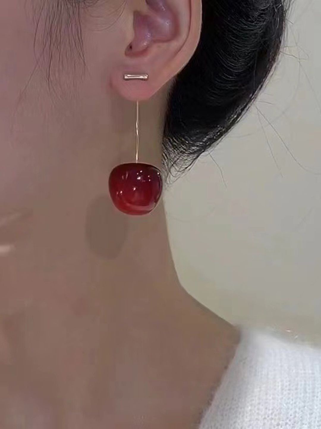 

KRENOZ Classic Drop Earrings, Red