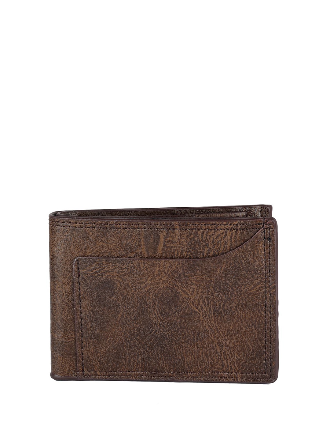 

SAZARA Men Textured Leather Two Fold Wallet, Brown