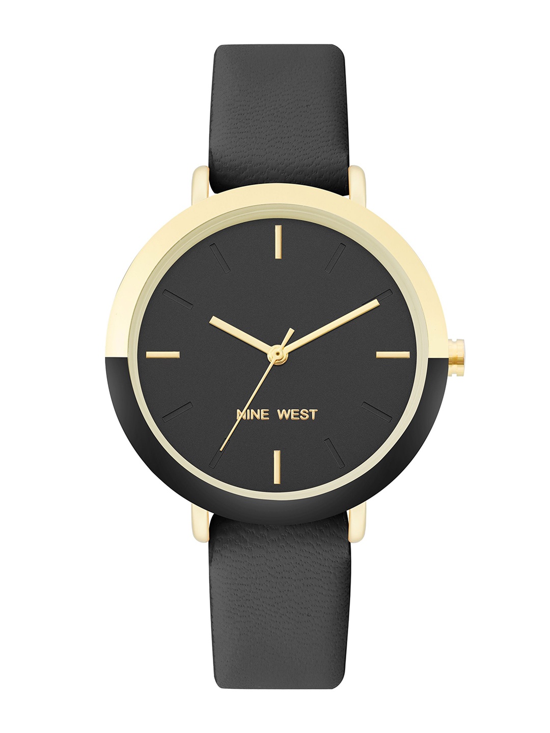 

Nine West Women Dial & Leather Straps Analogue Watch NW-2346GPBK, Black