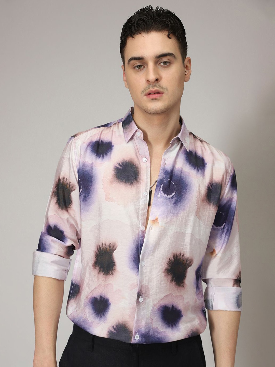 

Banana Club Men Classic Slim Fit Opaque Printed Casual Shirt, Beige