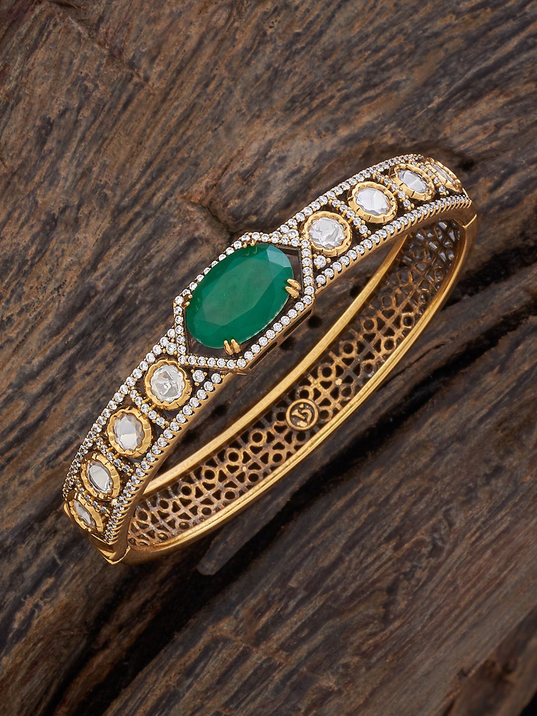 

Kushal's Fashion Jewellery Kundan Studded Kada Bracelet, Gold