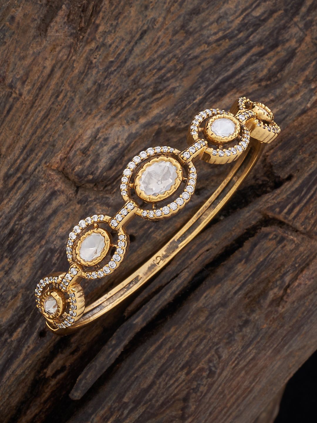 

Kushal's Fashion Jewellery Kundan Studded Kada Bracelet, Gold