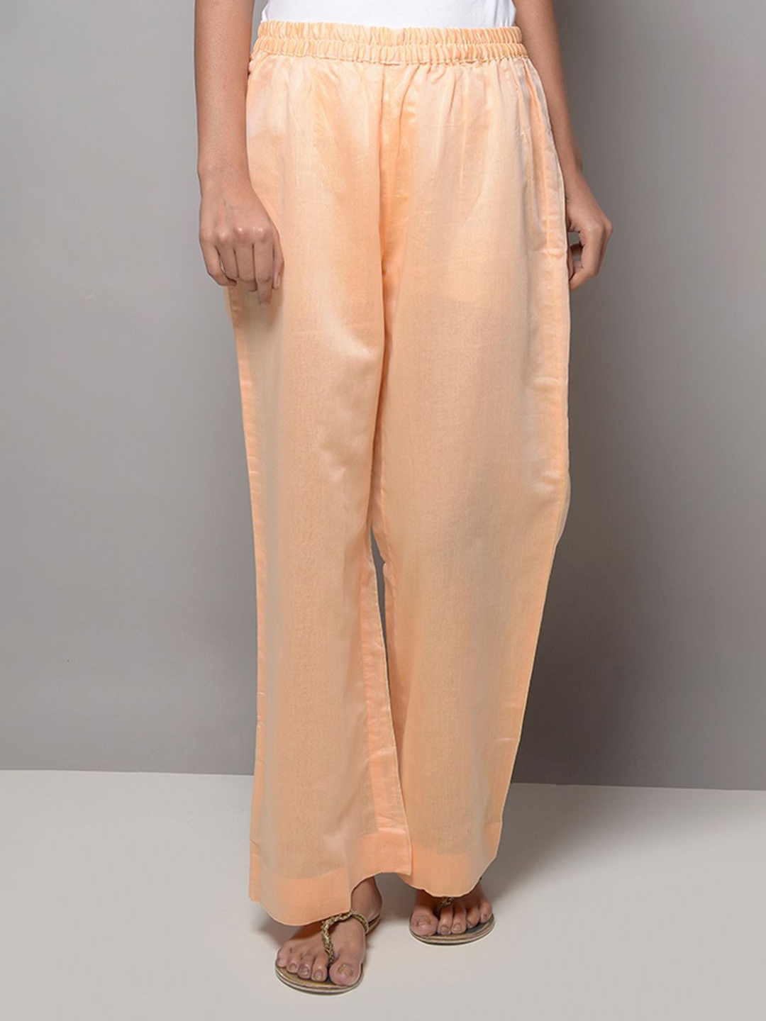 

KHUSHBOO AND PANKAJ Women Flared Handloom Palazzos, Peach