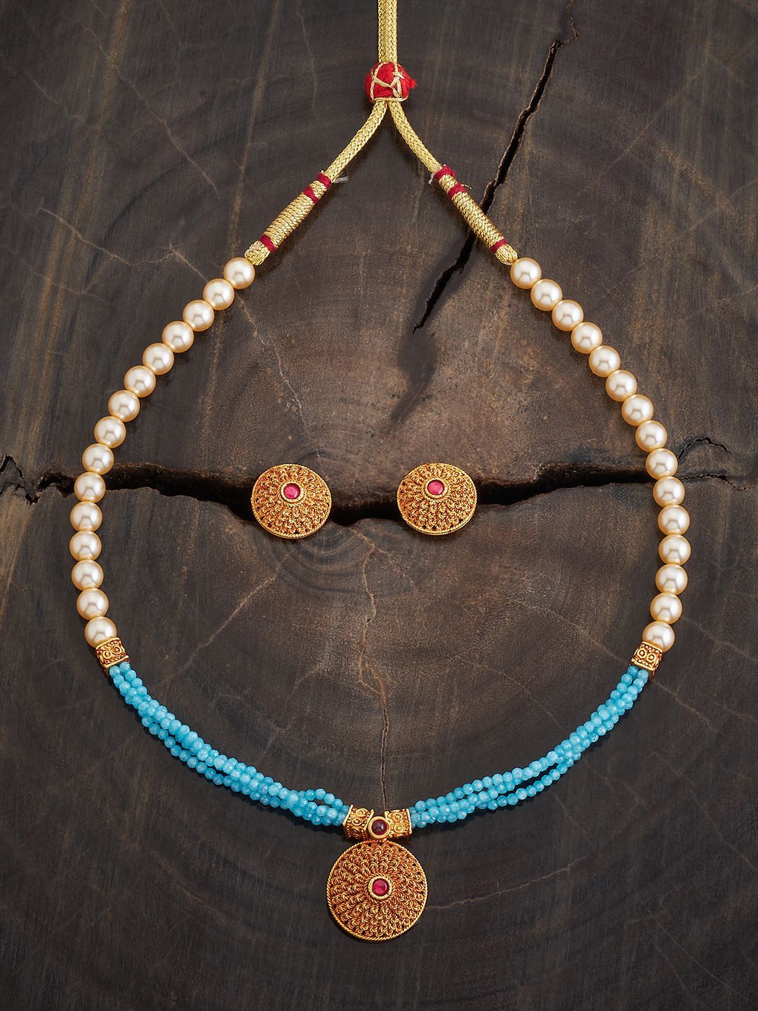 

Kushal's Fashion Jewellery Gold-Plated Stone-Studded & Beaded Jewellery Set