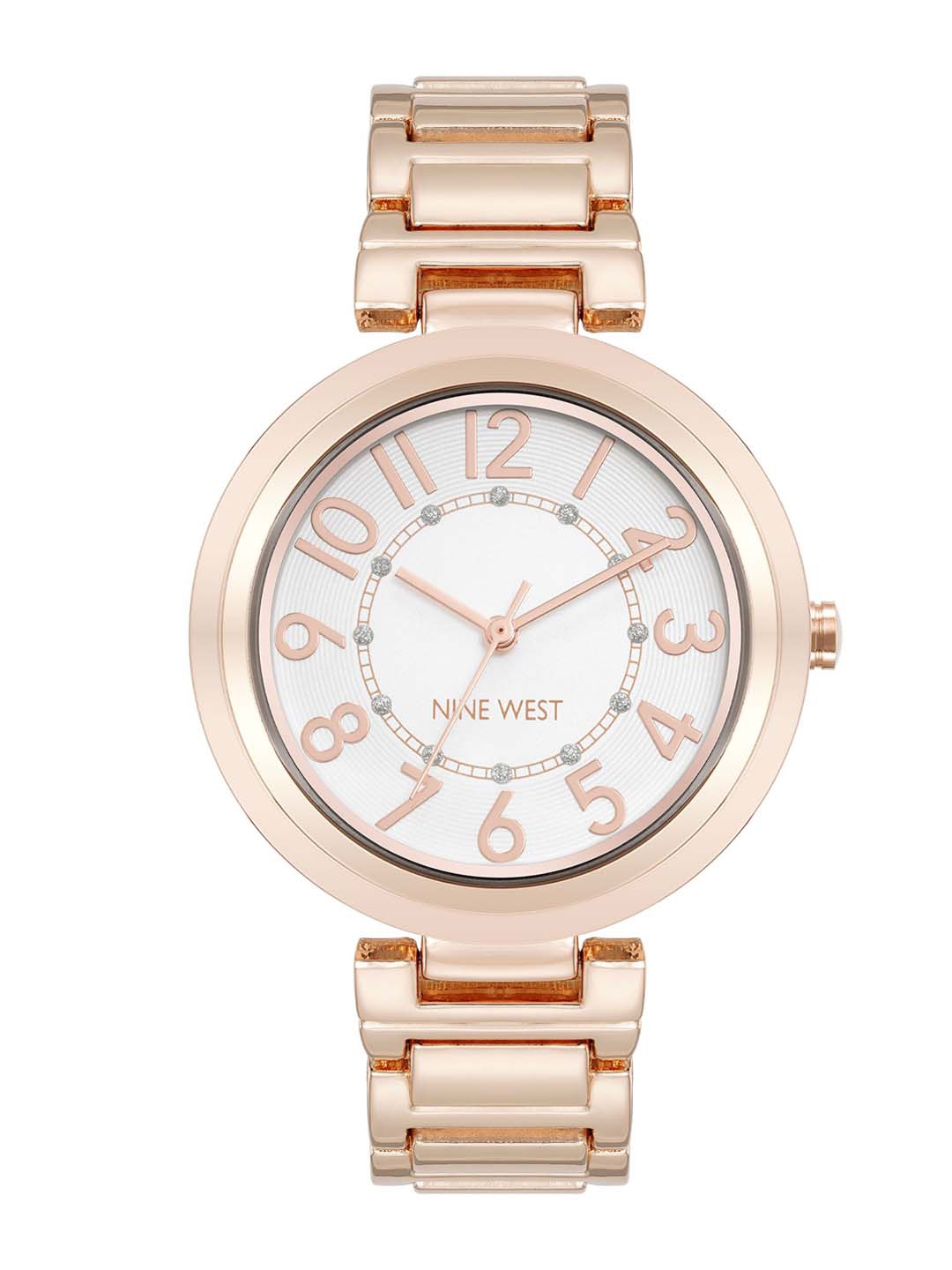 

Nine West Women Dial & Bracelet Style Straps Analogue Watch NW-1892SVRG, Rose gold