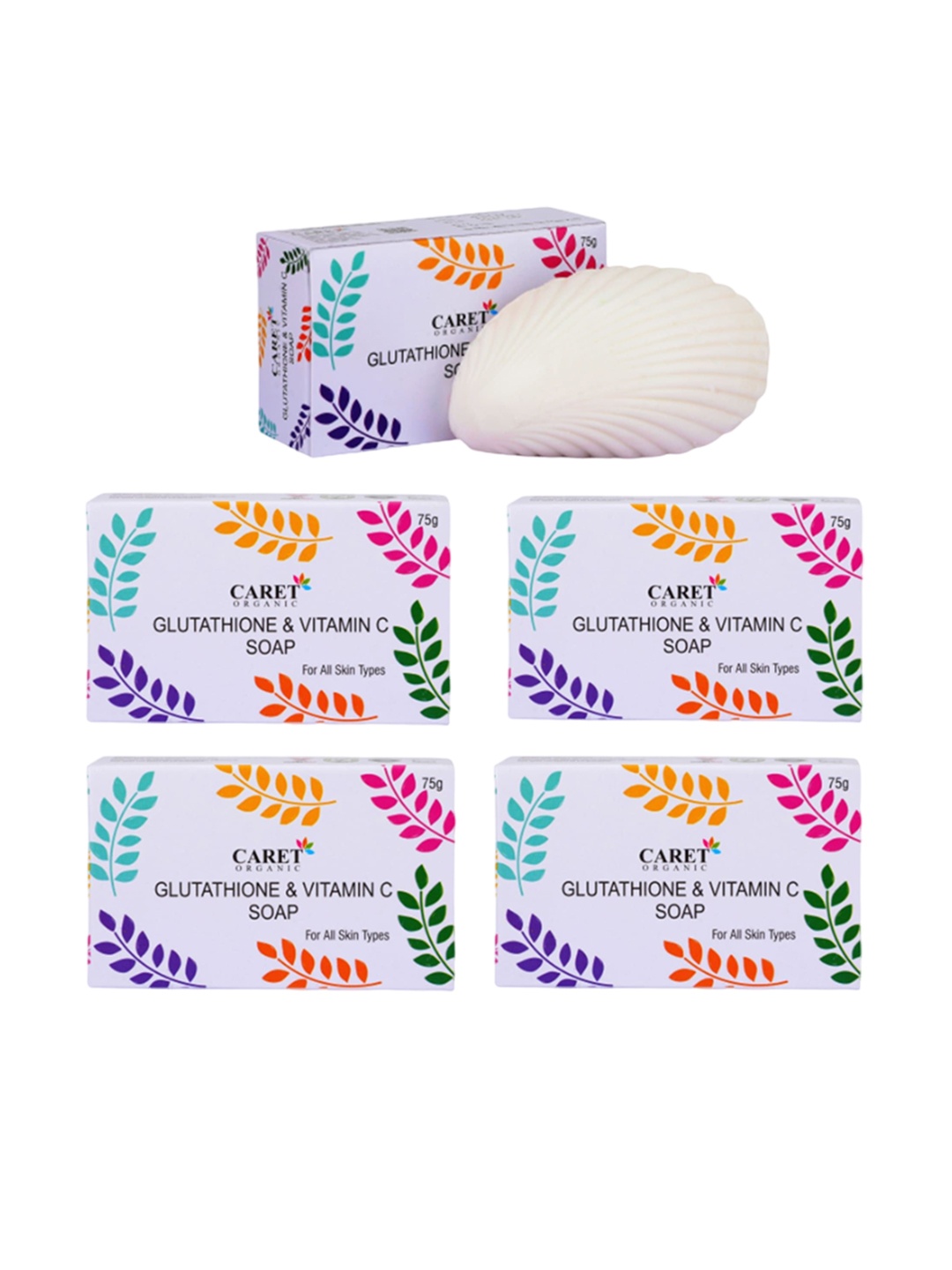

CARET ORGANIC Set Of 5 Glutathione & Vitamin C Skin Lightening Soap-75g Each, White