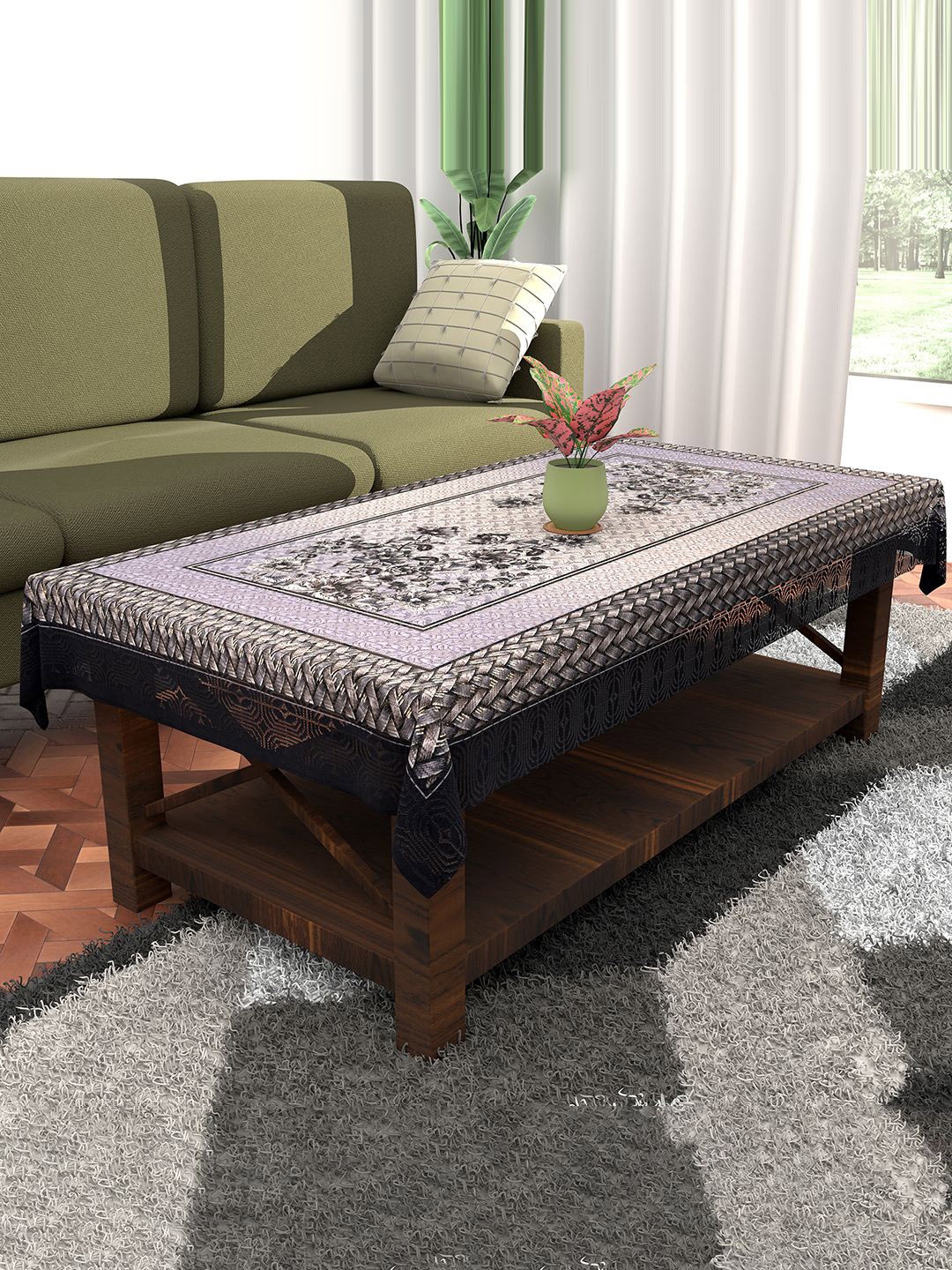 

Kuber Industries Grey & Black Printed 4-Seater Table Cover