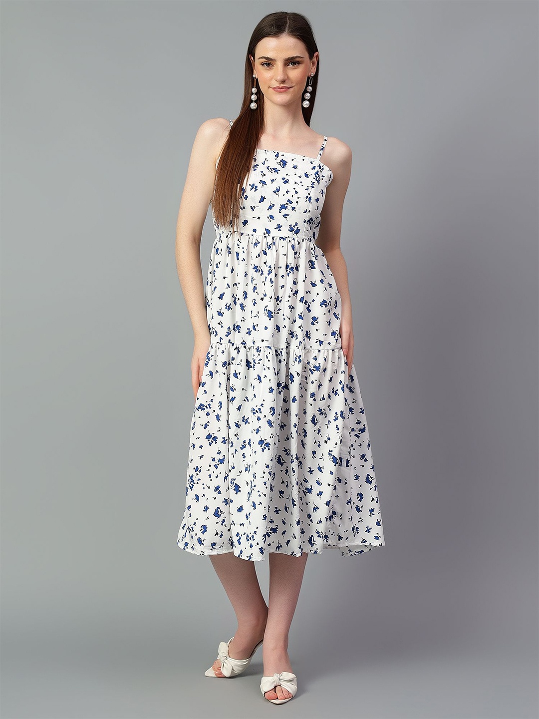 

Kotty Women Conversational Printed Fit & Flare Midi Dress, White