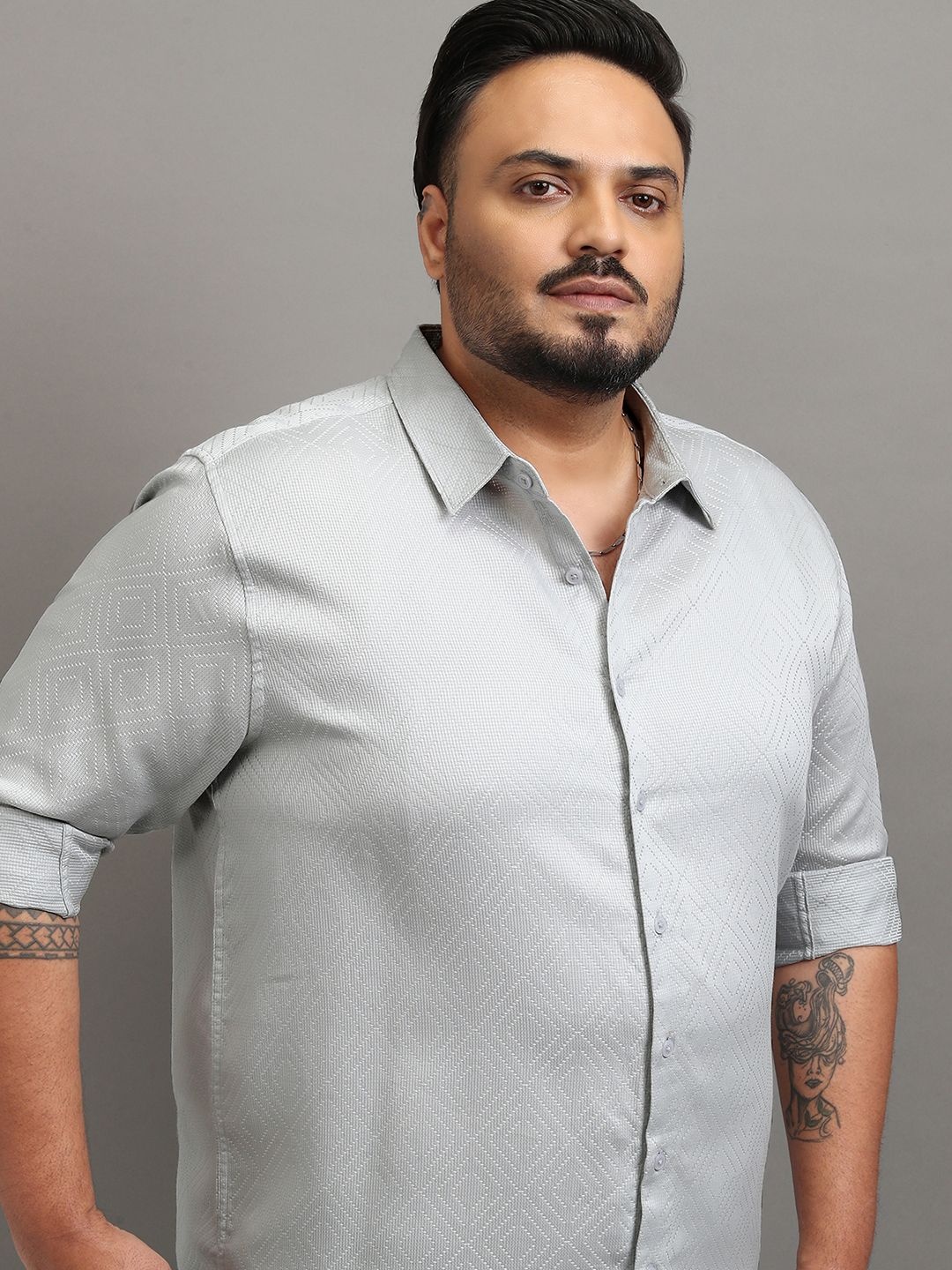 

HIGHLANDER Men Plus Size Regular Fit Shirt, Grey