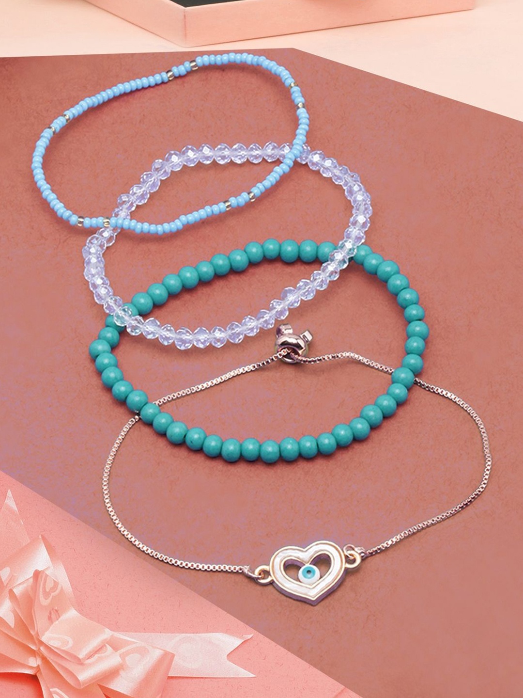 

KPOP Women 4 Brass Rose Gold-Plated Charm Bracelet