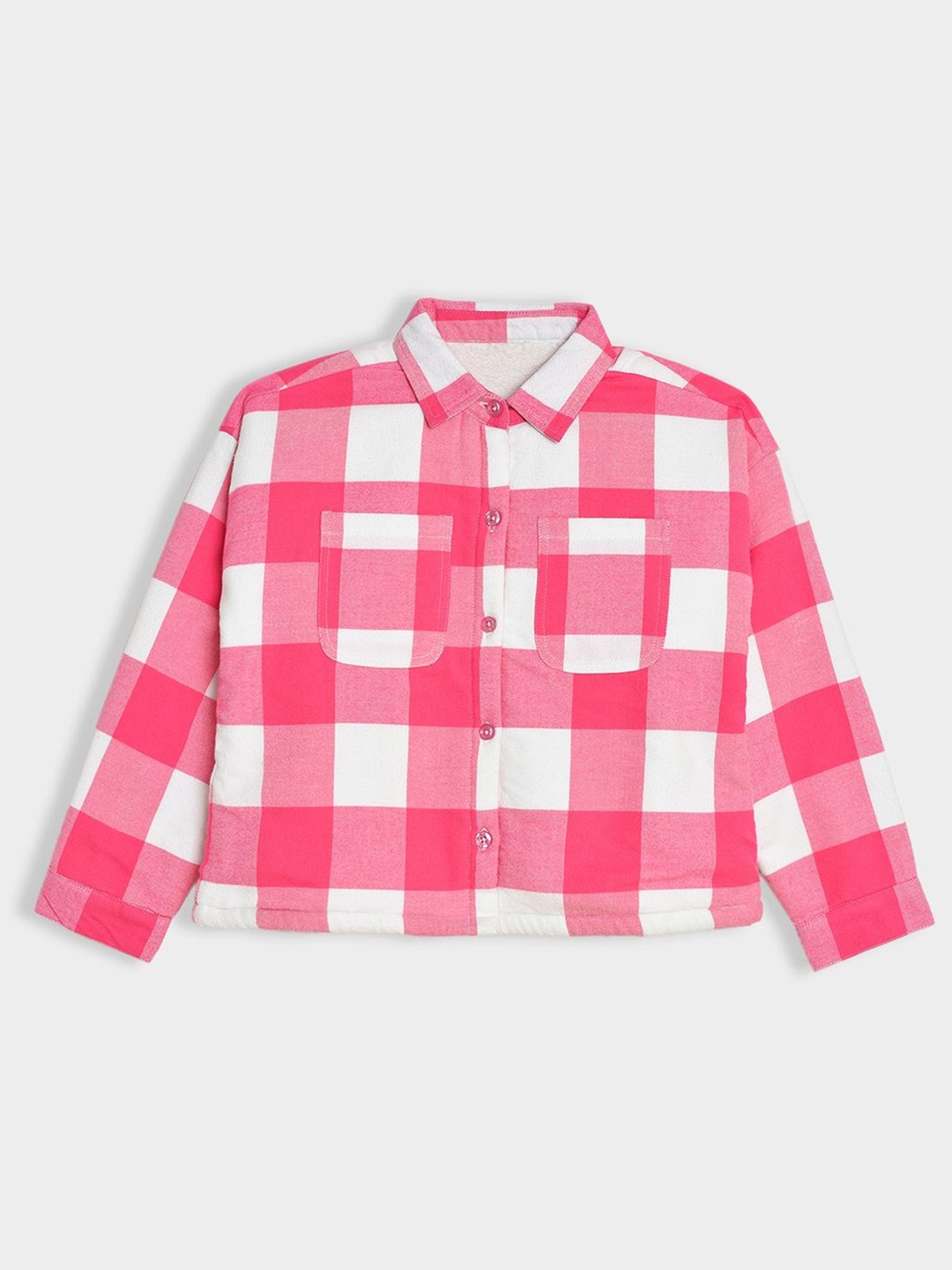 

MiArcus Girls Gingham Checks Opaque Checked Casual Shirt, Pink