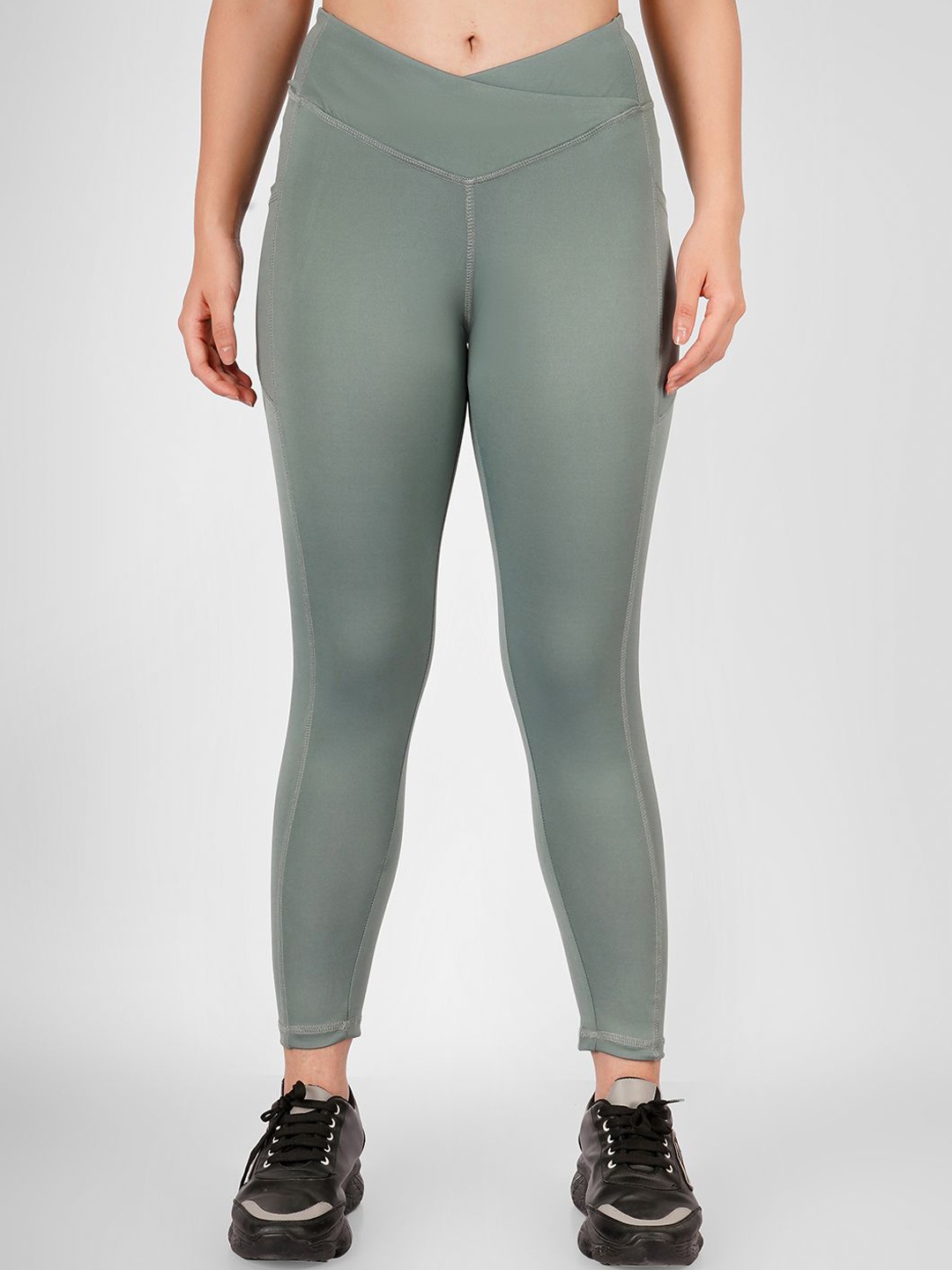 

IMPERATIVE Women Slim Fit Ankle-Length Tights, Green