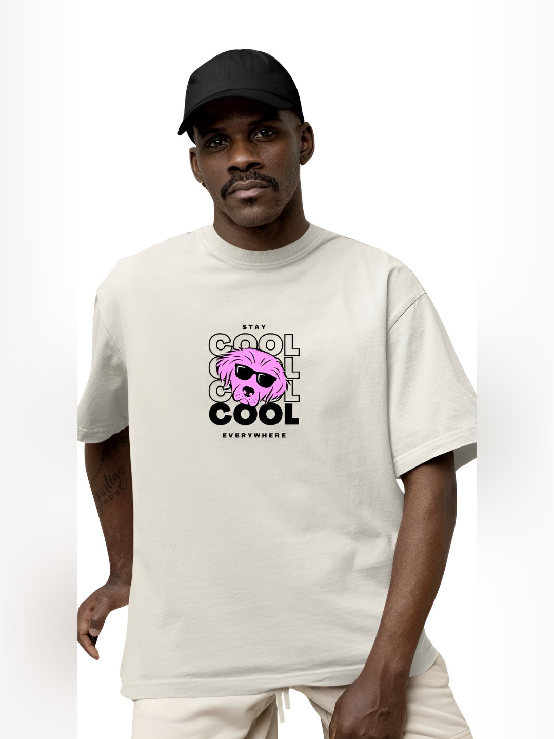 

TBS- THE BARGAIN STREET Men Bio Finish Graphic Printed Round Neck Cotton Oversized T-shirt, White
