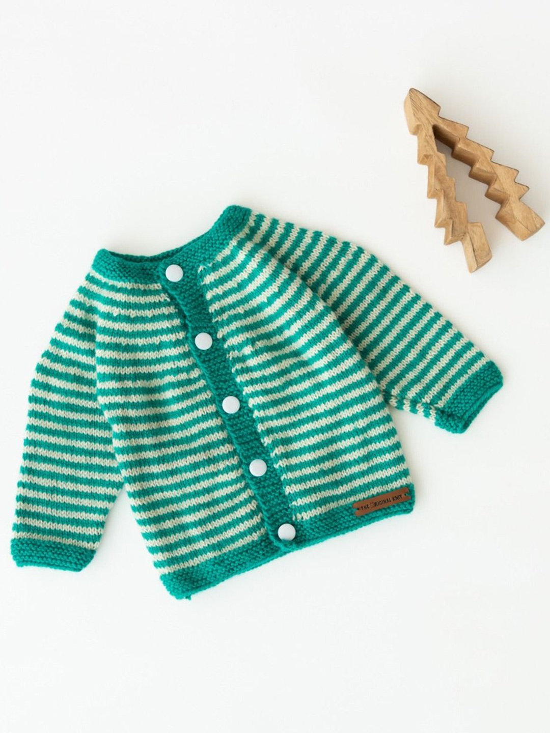 

The Original Knit Unisex Kids Striped Cardigan, Turquoise blue