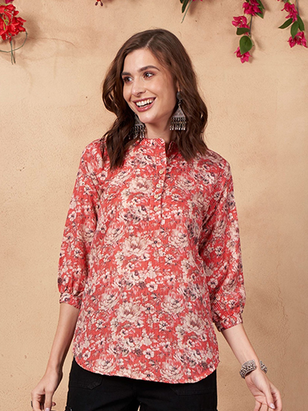

Anouk Women Printed Prue Cotton Tunic, Red