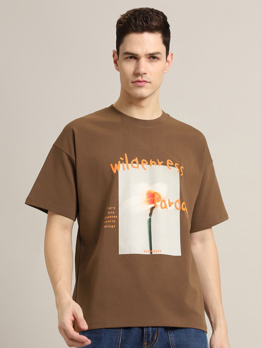 

Banana Club Men Printed T-shirt, Brown