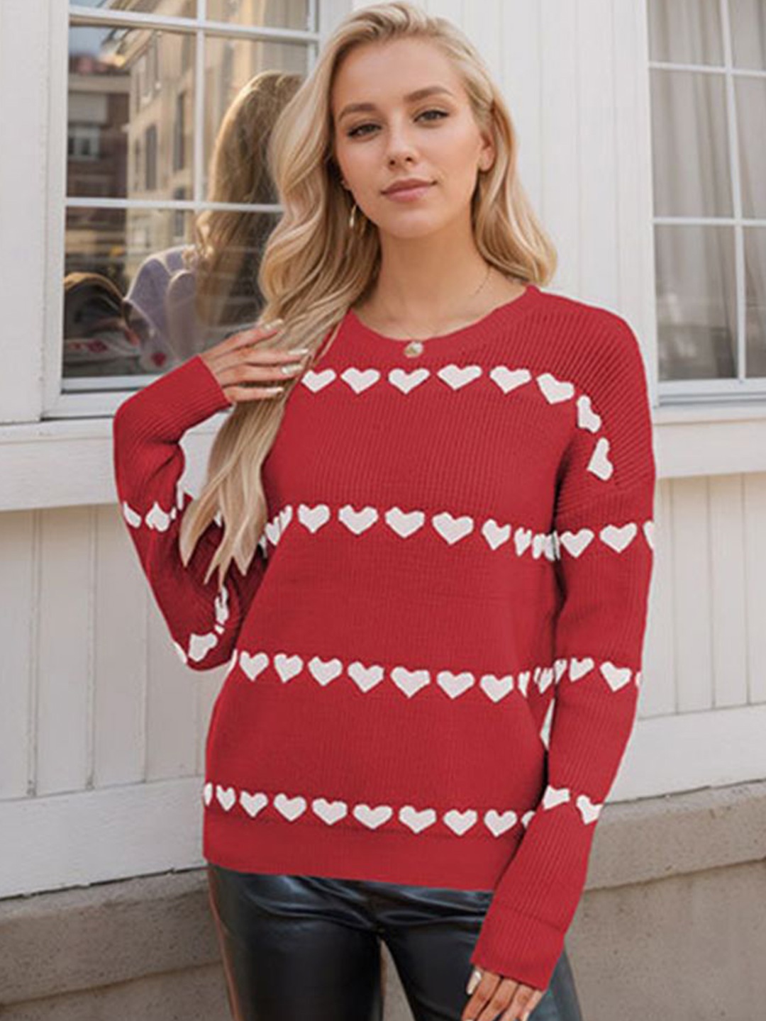

StyleCast Women Printed Pullover, Red