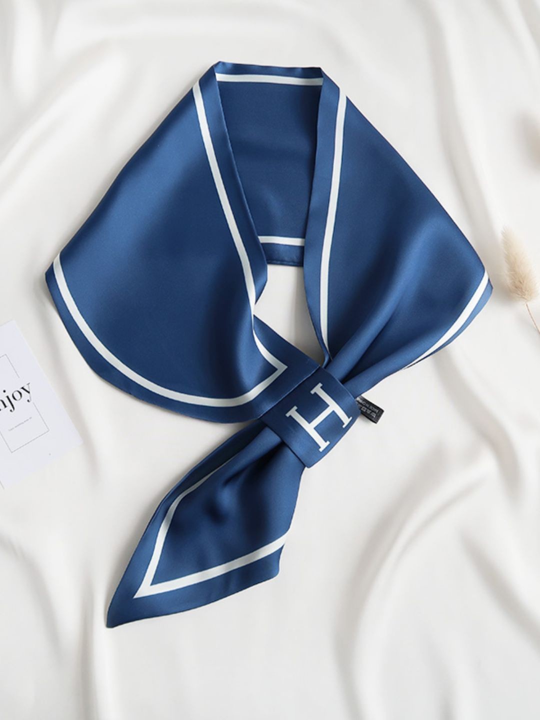 

CrossKulture Women Solid Satin Neck Scarf with Loop, Blue