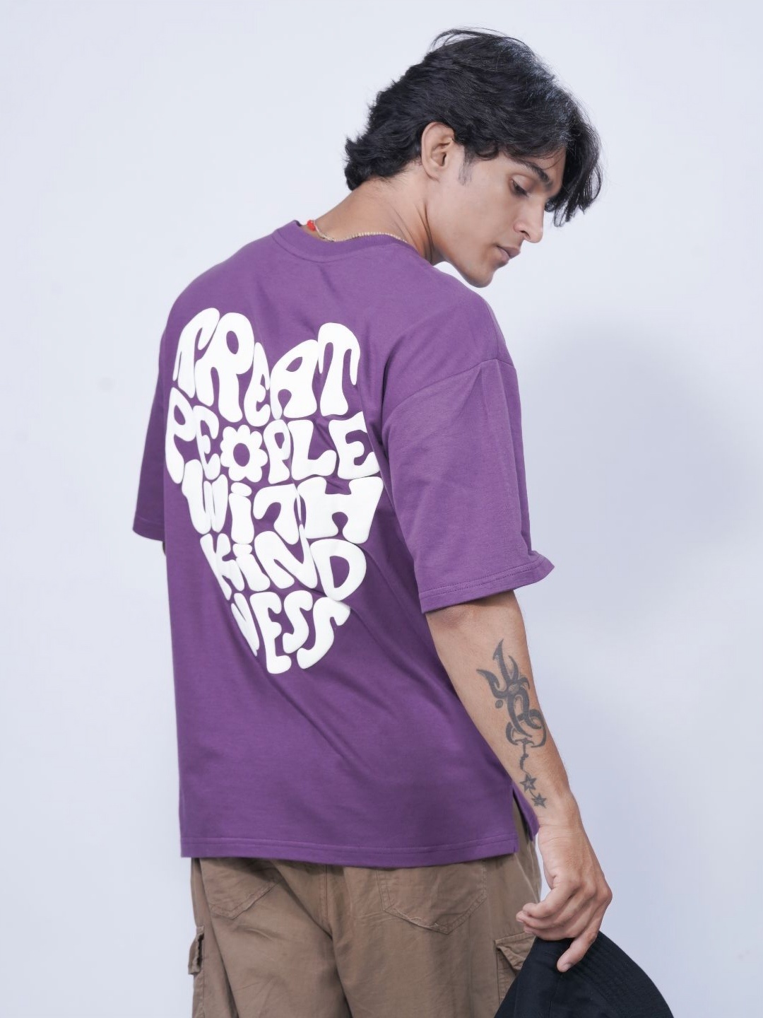 

Fans Army Drop Shoulder Sleeves Printed Oversized T-shirt, Violet