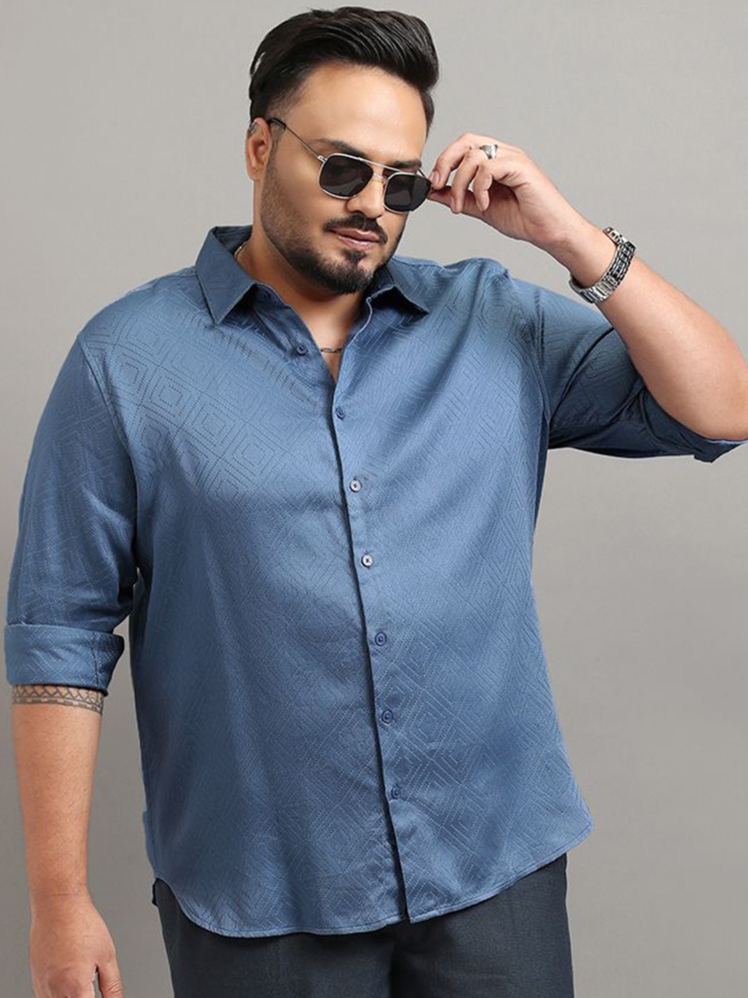 

HIGHLANDER Men Plus Size Regular Fit Shirt, Blue