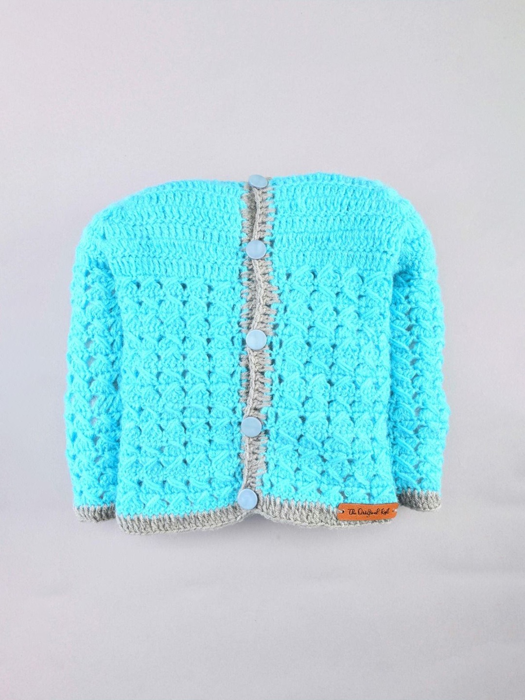 

The Original Knit Kids Cable Knit Round Neck Cardigan, Blue
