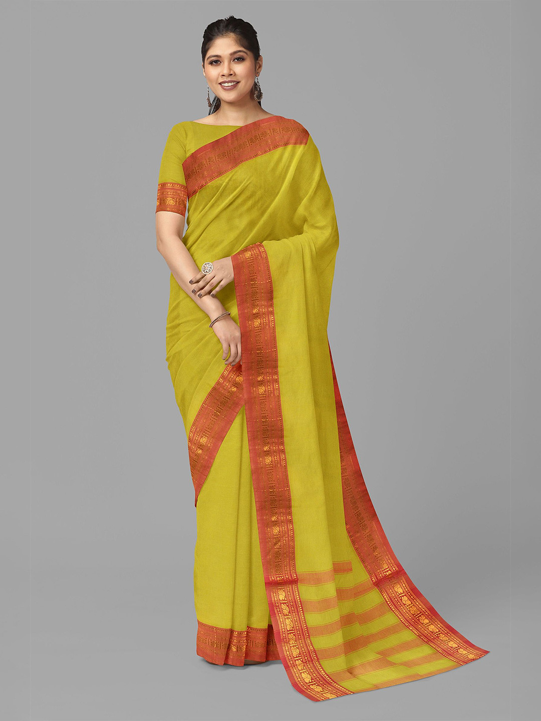 

The Chennai Silks Solid Zari Sambalpuri Saree, Yellow