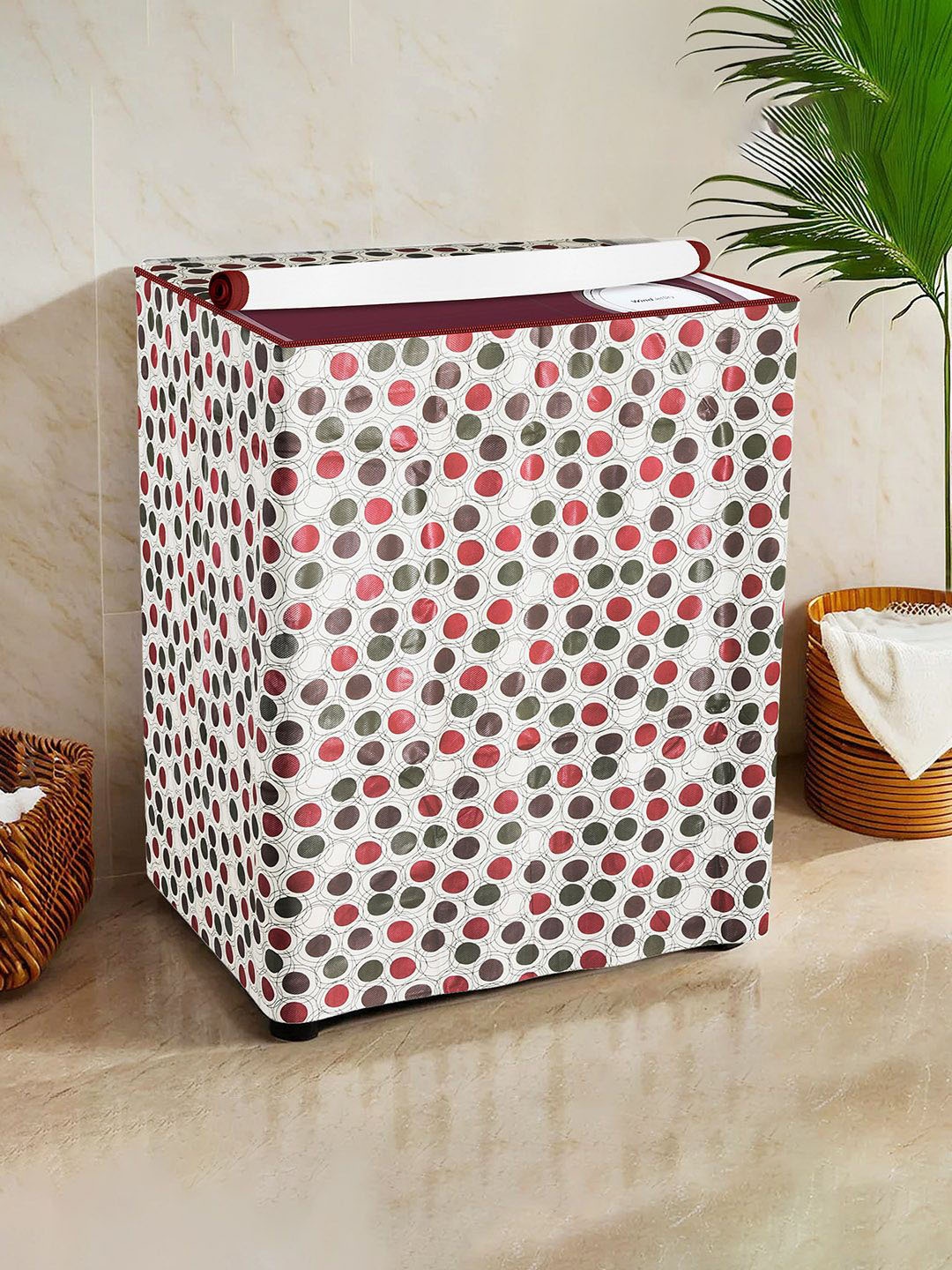 

Kuber Industries White & Green Printed Semi-Automatic Washing Machine Covers