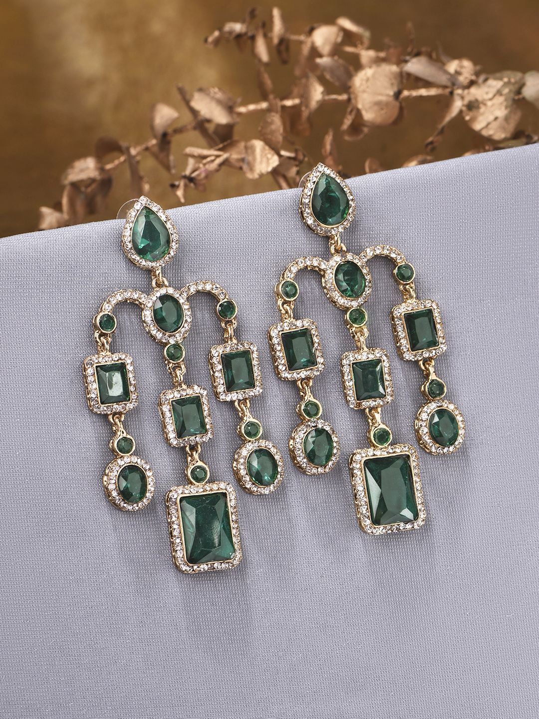

Kalakrith Milano Geometric Crystals Chandelier Drop Earrings, Gold
