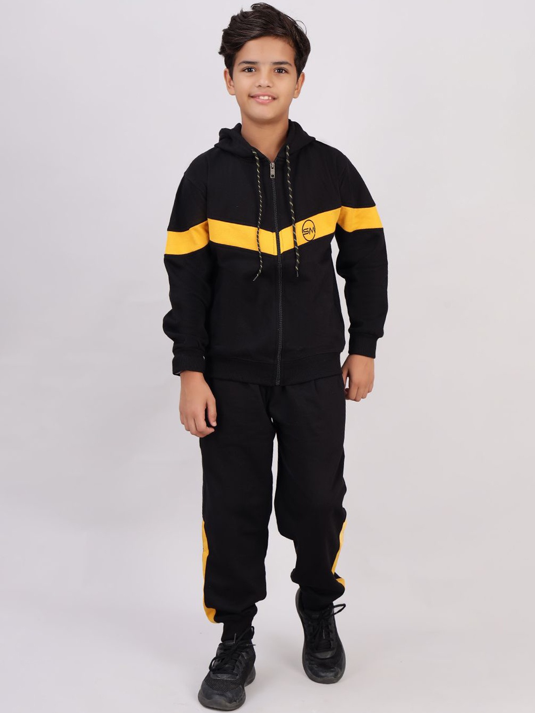 

SMSHOPMORE Boys Hoodie Design Tracksuits, Black