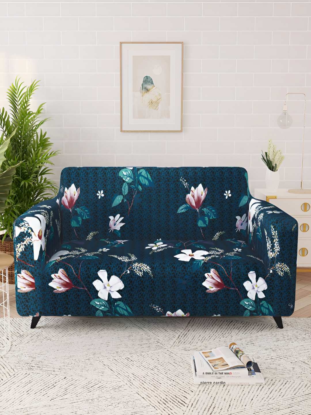 

Story@home Navy Blue & White Printed 2 Seater Stretchable Sofa Cover With Arms