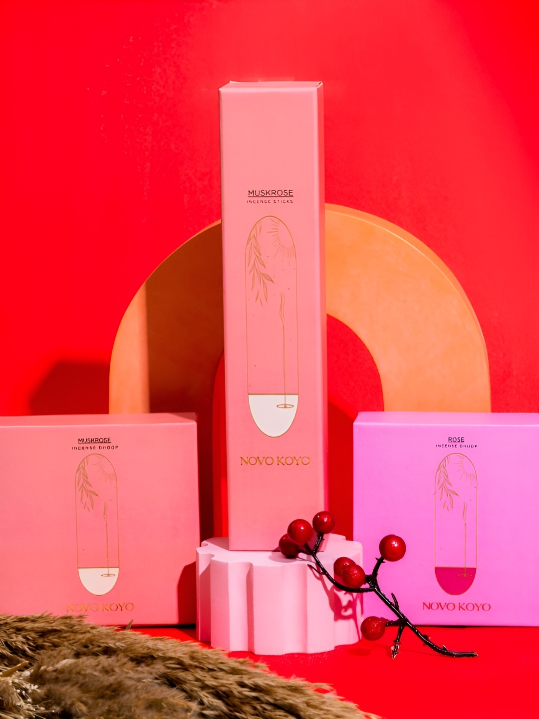 

NOVO KOYO 3-Pcs Pink & Peach-Color Rose Incense Sticks