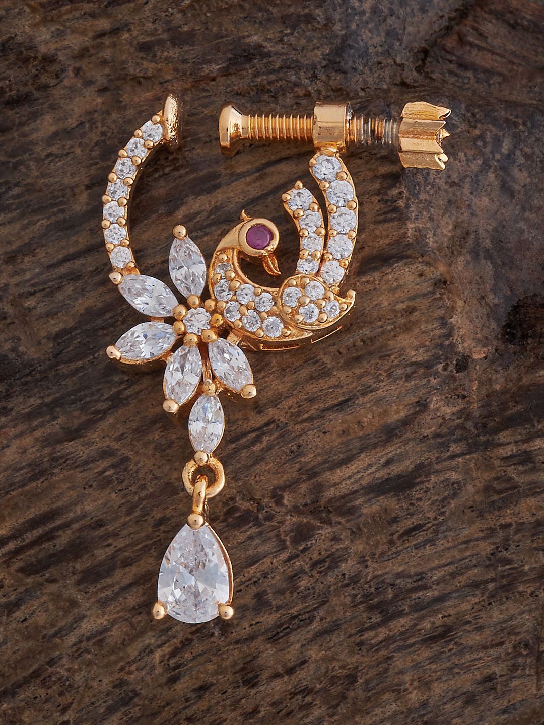 

Kushal's Fashion Jewellery Gold-Plated Cubic Zirconia Ring Nosepin