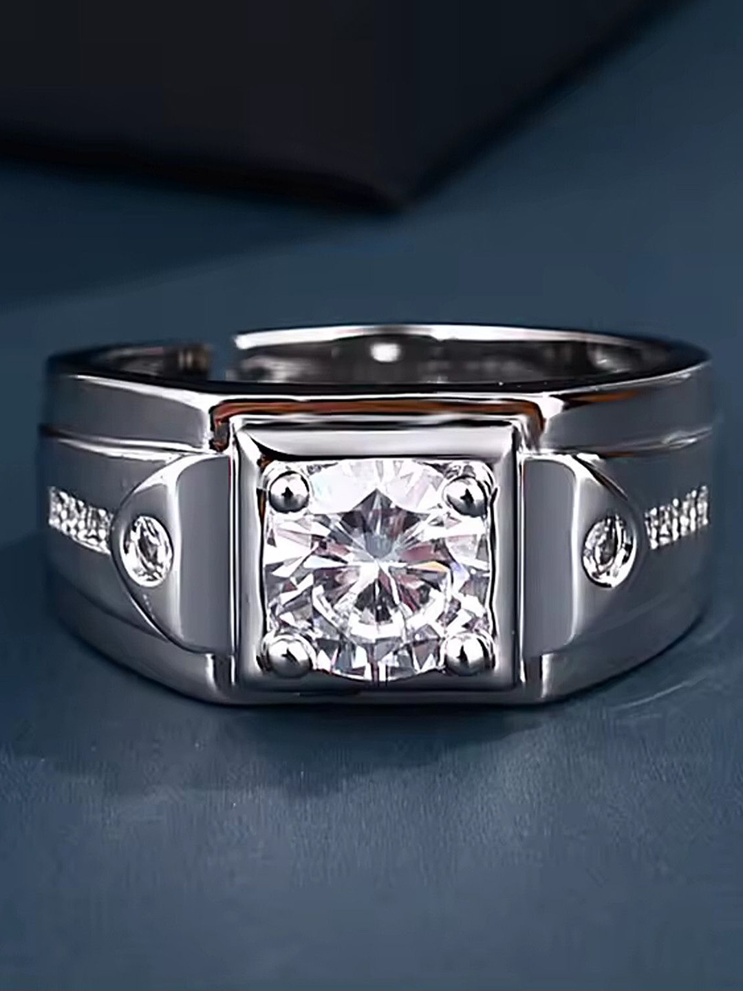 

Heer Collection Silver-Plated AD Studded Finger Ring