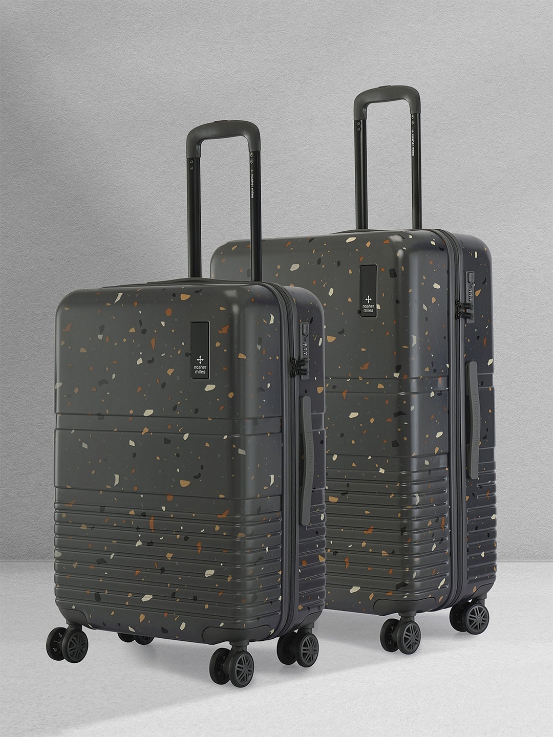 

Nasher Miles Terrazzo Polycarbonate Grey Trolley Bag Set of 2 M/L 65-75cm