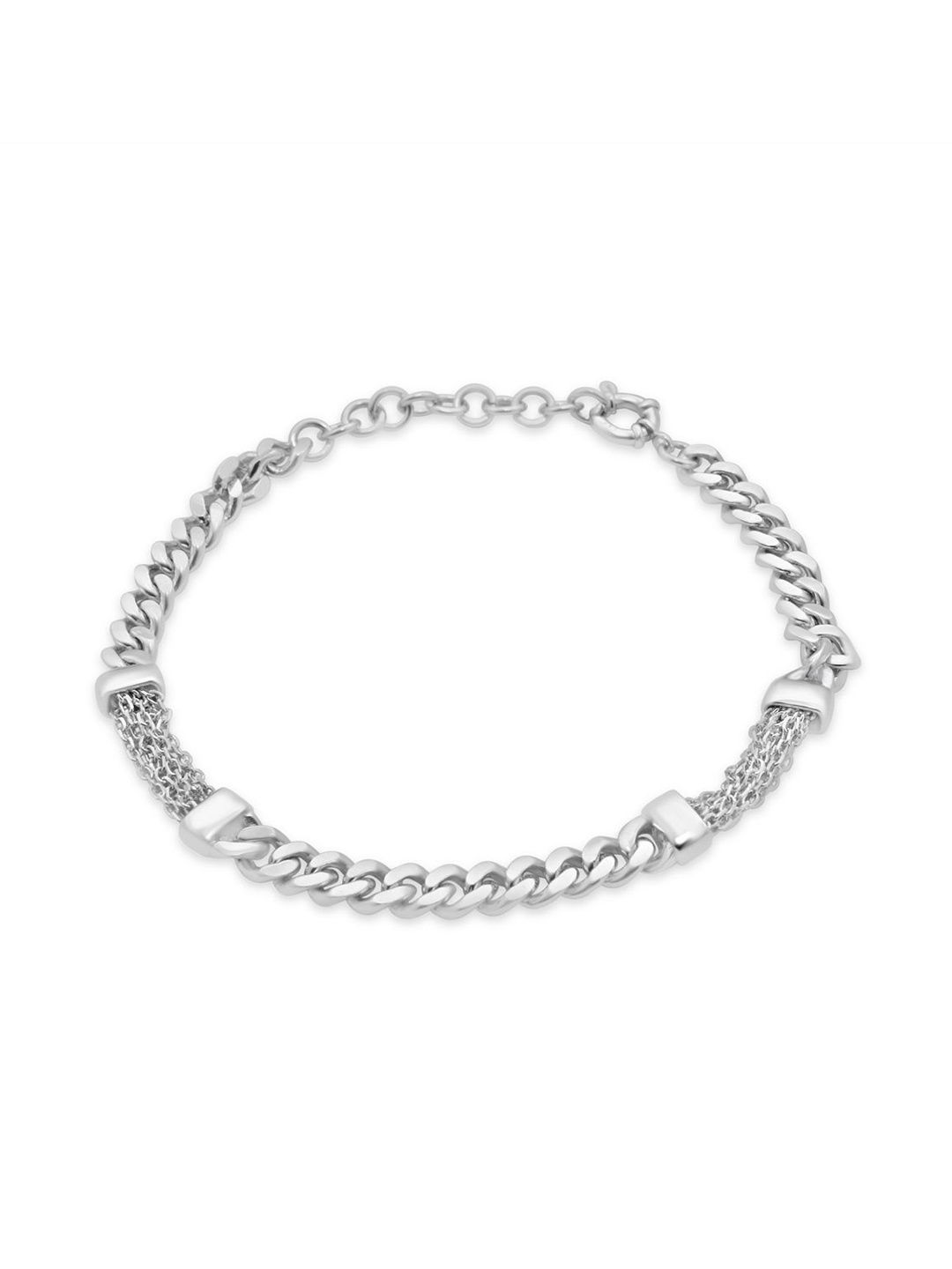 

925 SILLER Sterling Silver Rhodium-Plated Link Bracelet