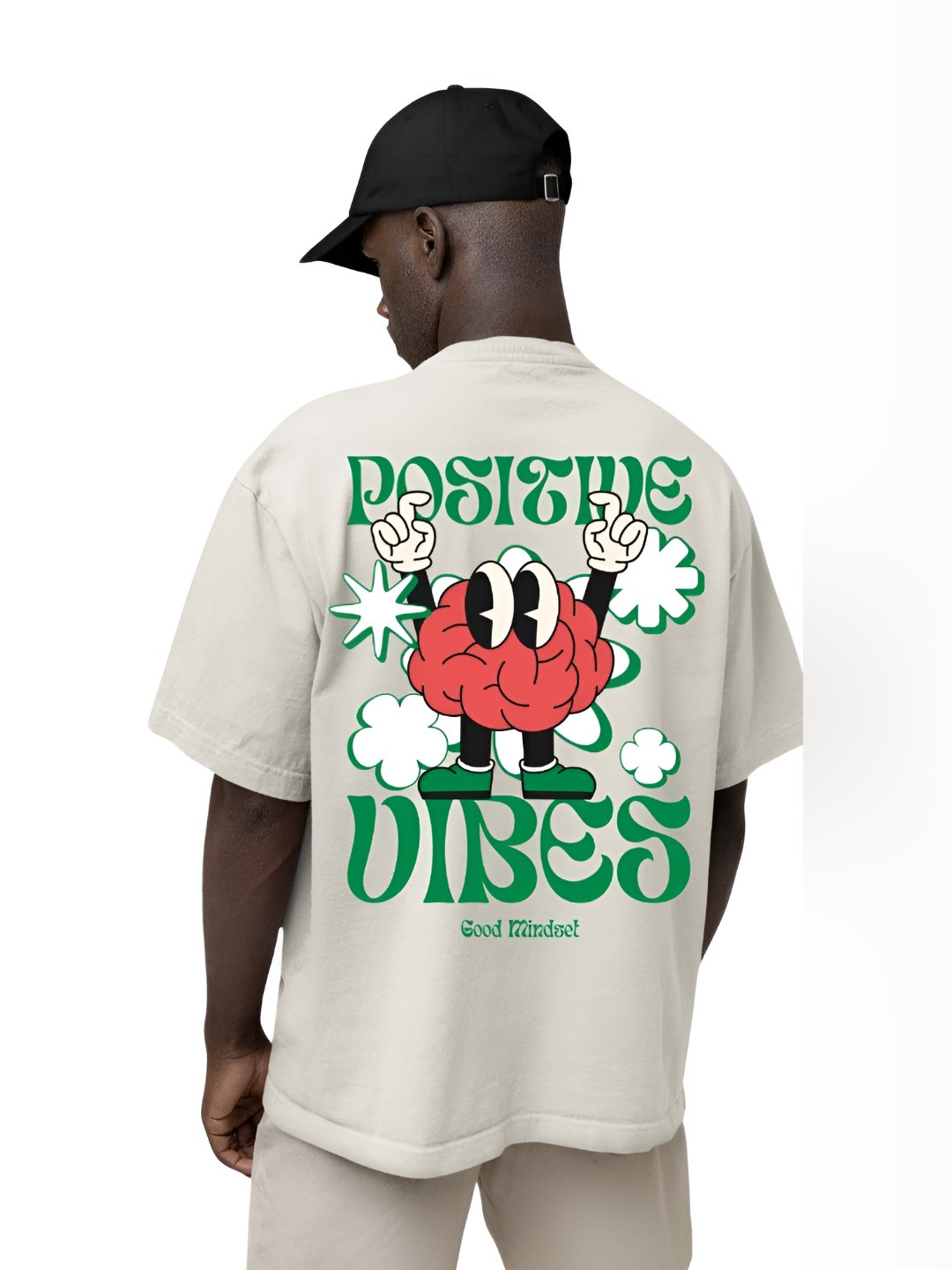 

TBS- THE BARGAIN STREET Men Bio Finish Graphic Printed Round Neck Cotton Oversized T-shirt, White