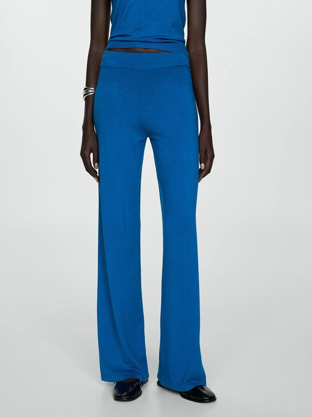 

MANGO Women Wide-Leg Trousers, Blue