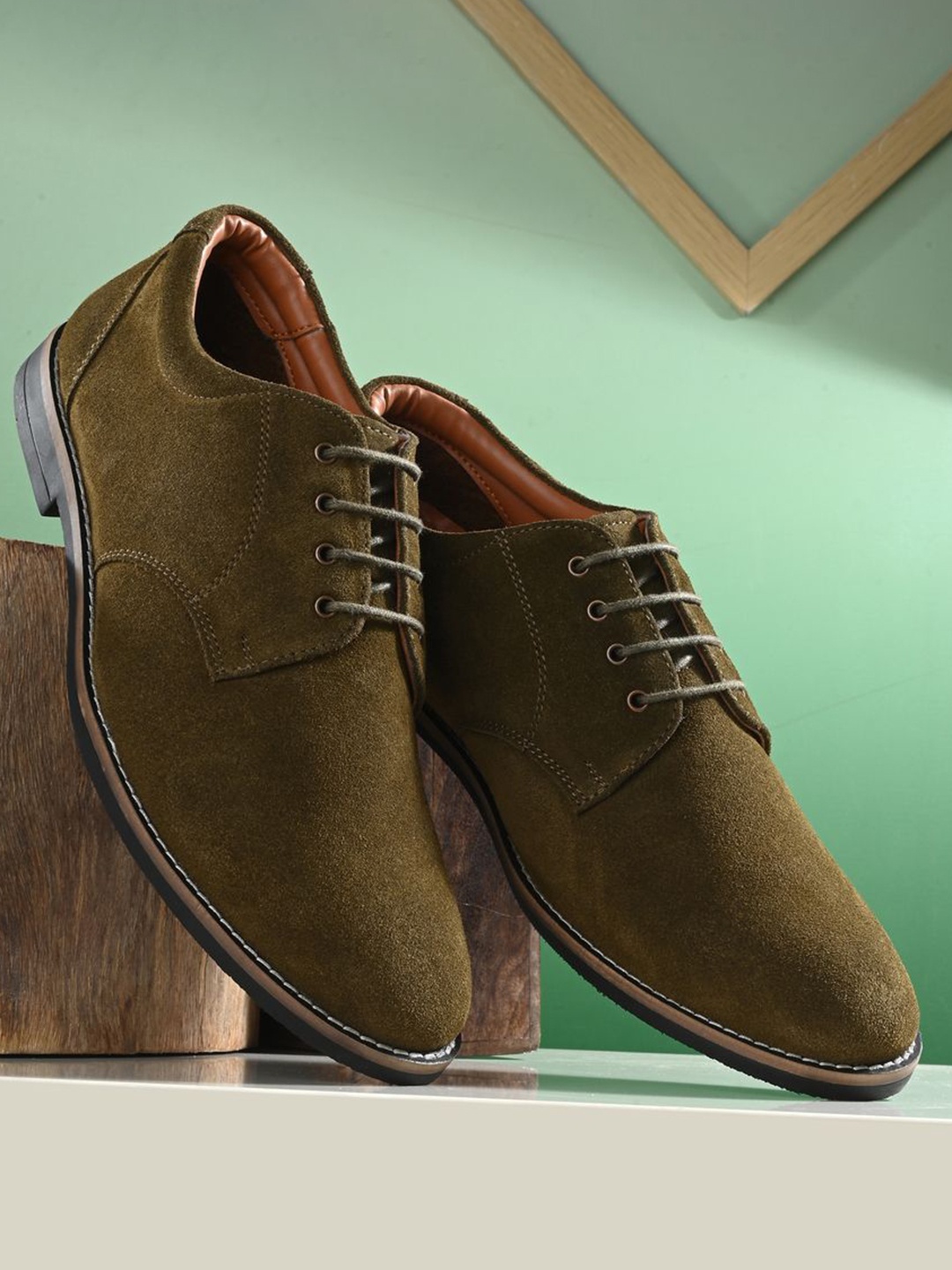 

Auserio Men Formal Derbys, Olive
