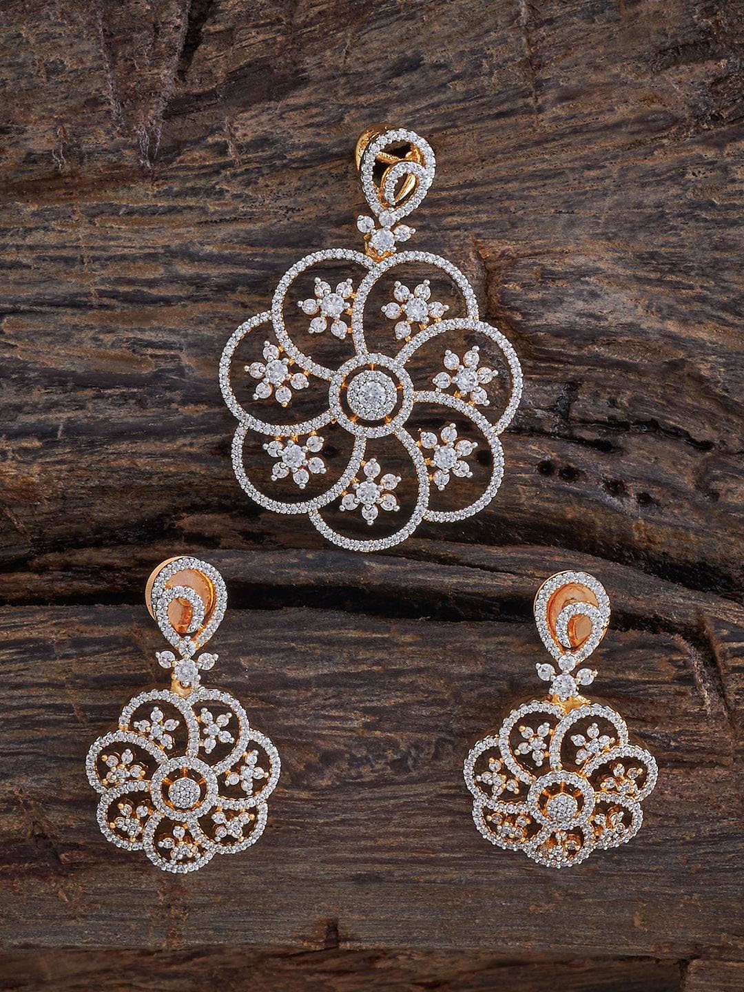 

Kushal's Fashion Jewellery Gold-Plated CZ-Studded Jewellery Set