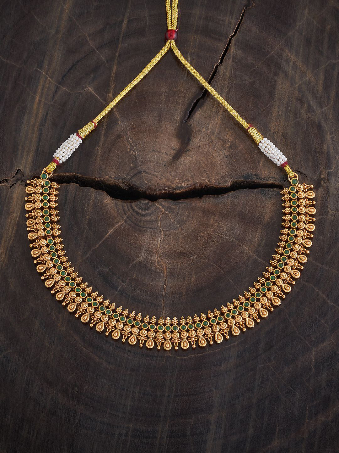 

Kushal's Fashion Jewellery Gold-Plated Stone Studded Antique Necklace