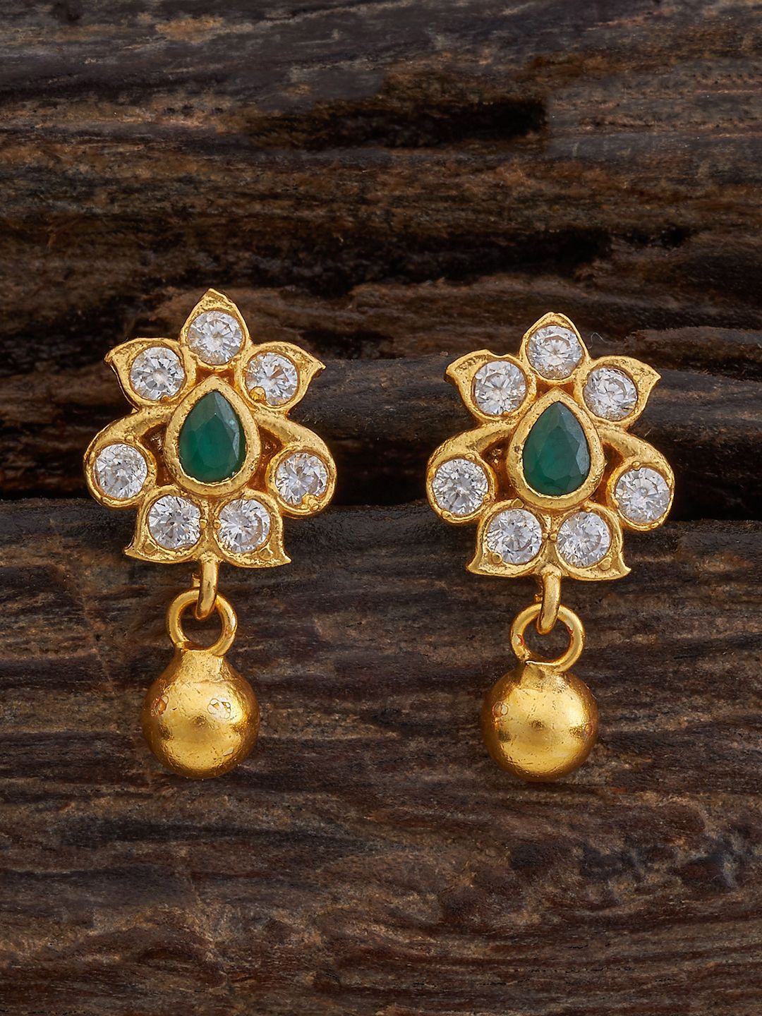 

Kushal's Fashion Jewellery Gold Plated 92.5 Pure Silver Artificial Stones Drop Earrings