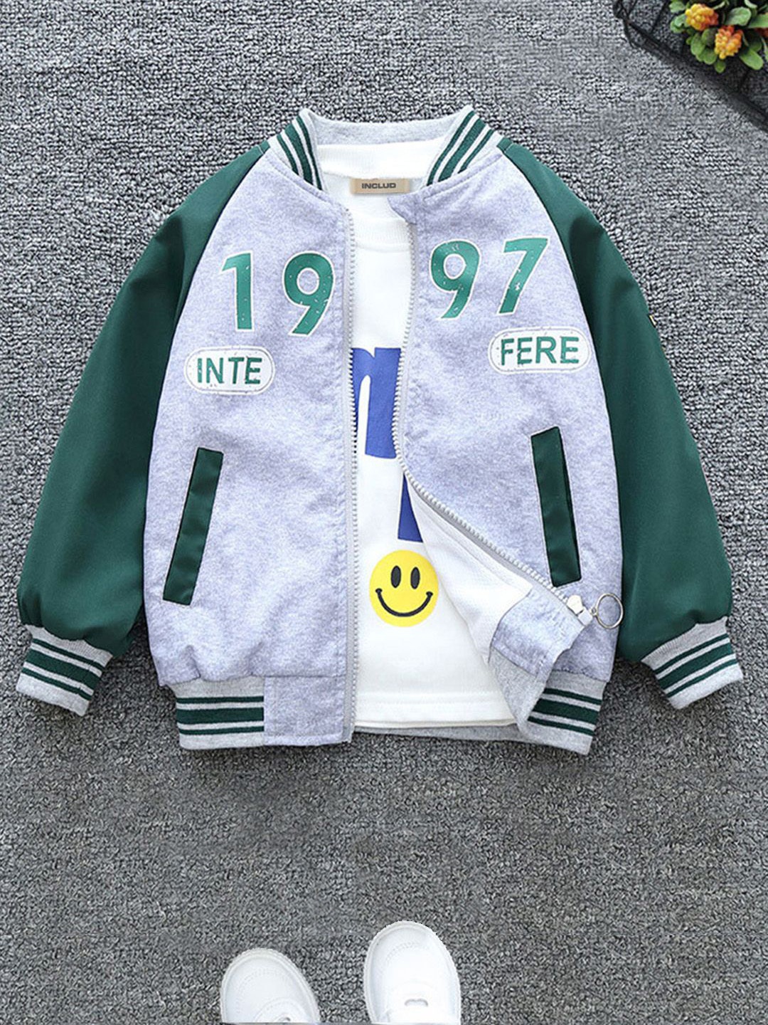 

INCLUD Boys Open Front Jacket, Green