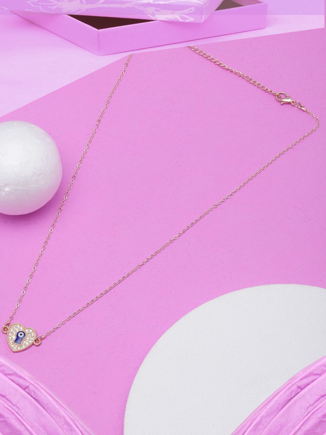 

KPOP Brass Rose Gold-Plated Enamelled Necklace