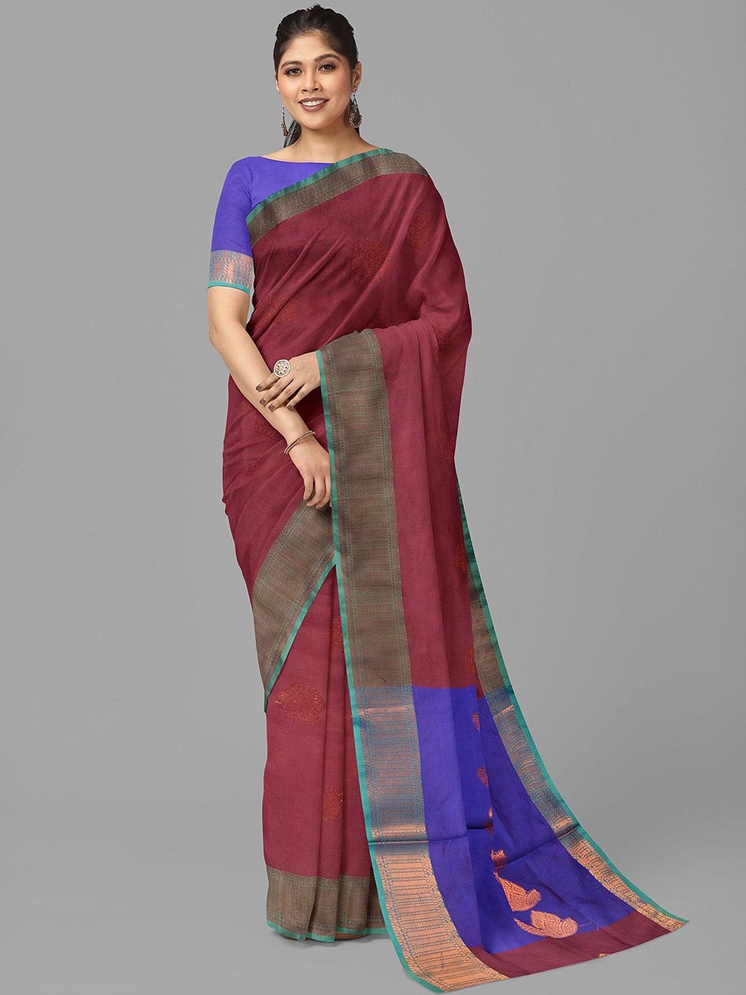 

The Chennai Silks Paisley Zari Saree, Maroon