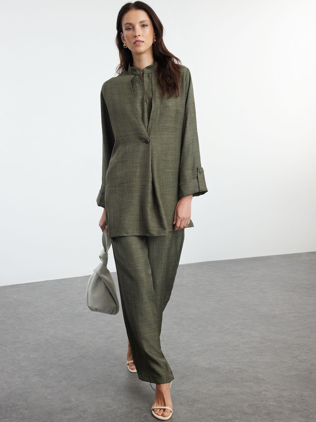 

Trendyol Tunic With Trousers Co-Ords, Khaki