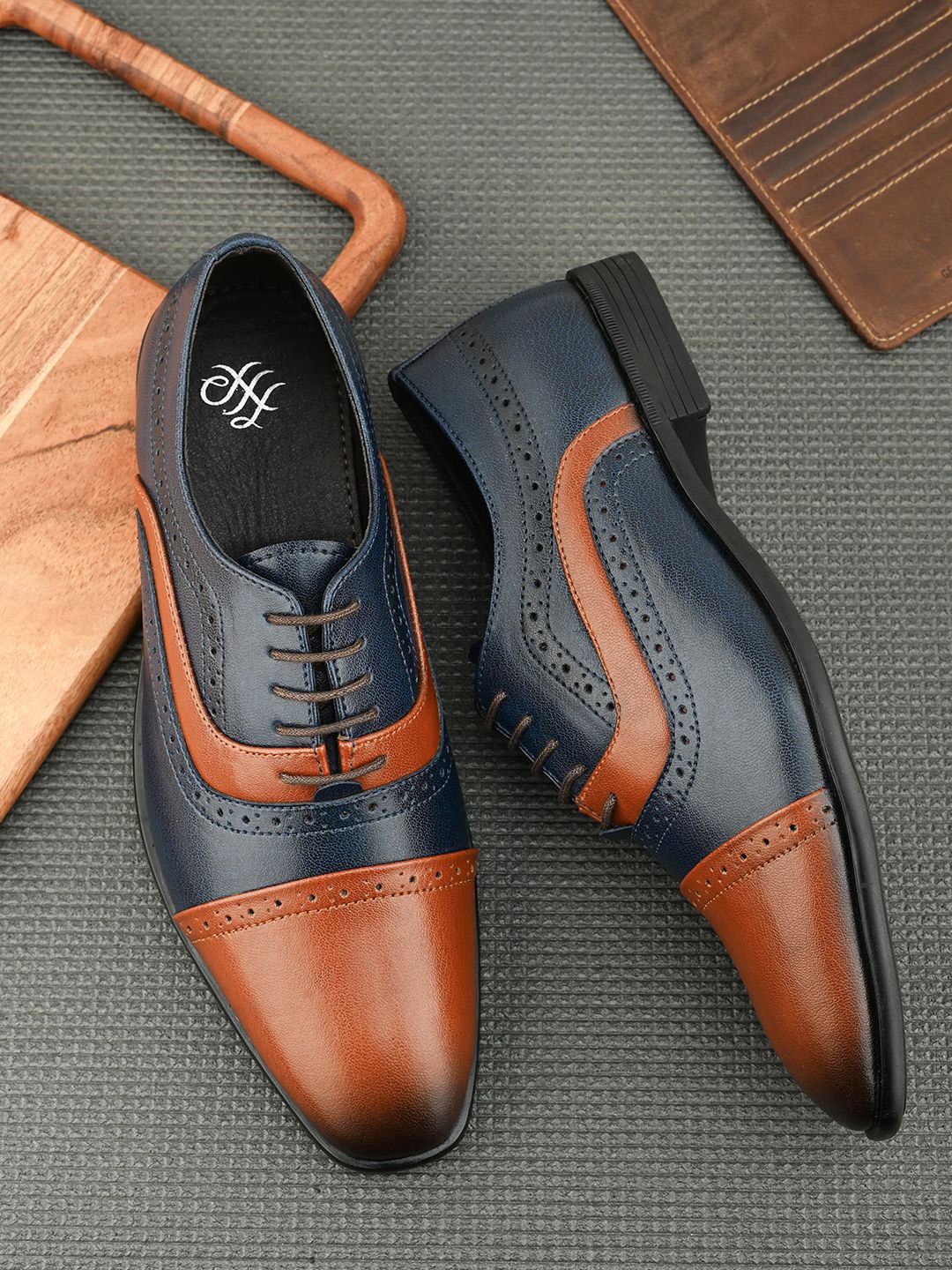 

House of Pataudi Men Formal Brogues, Blue