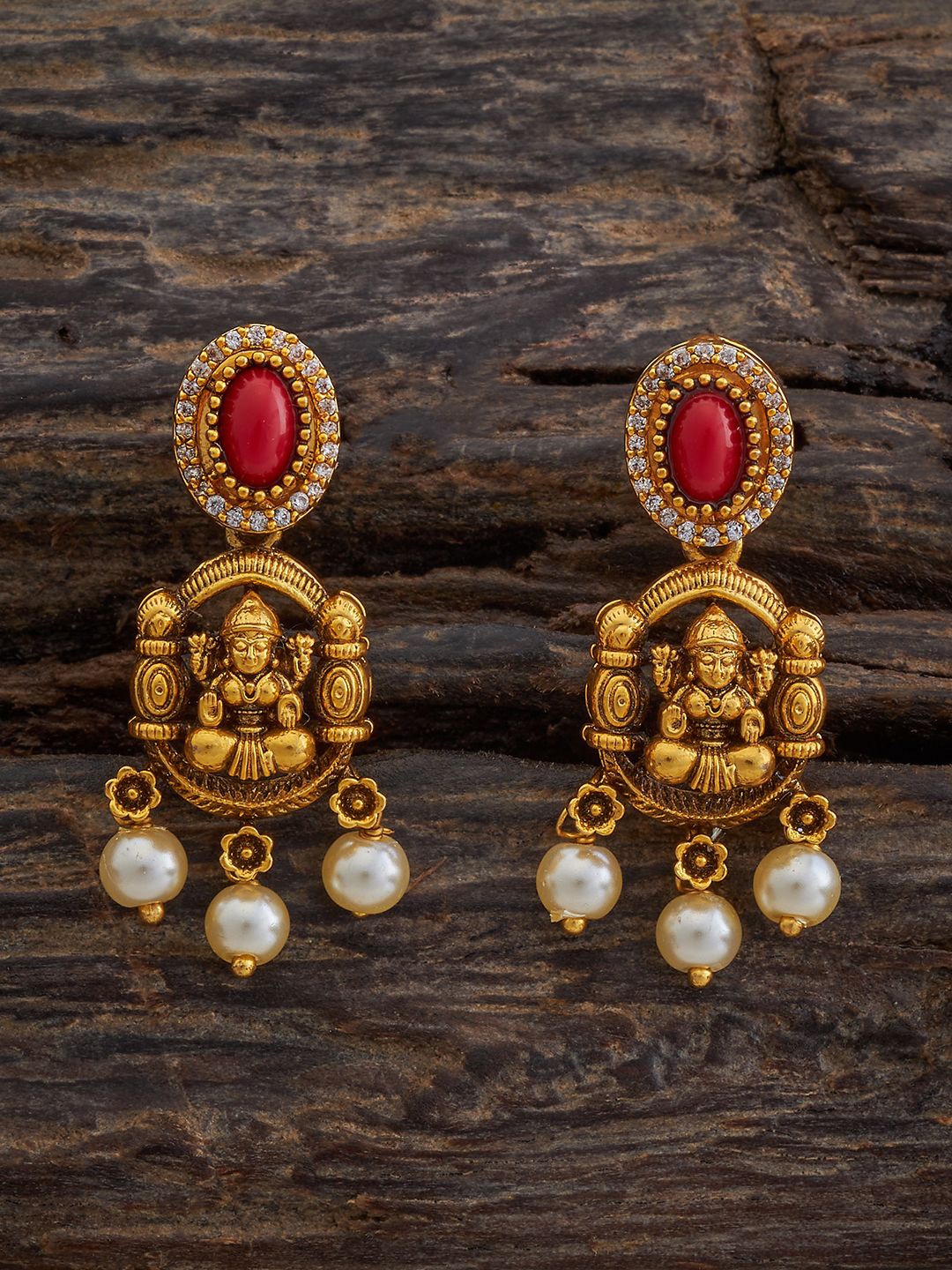 

Kushal's Fashion Jewellery Gold Plated Classic Artificial Beads Drop Earrings, Coral