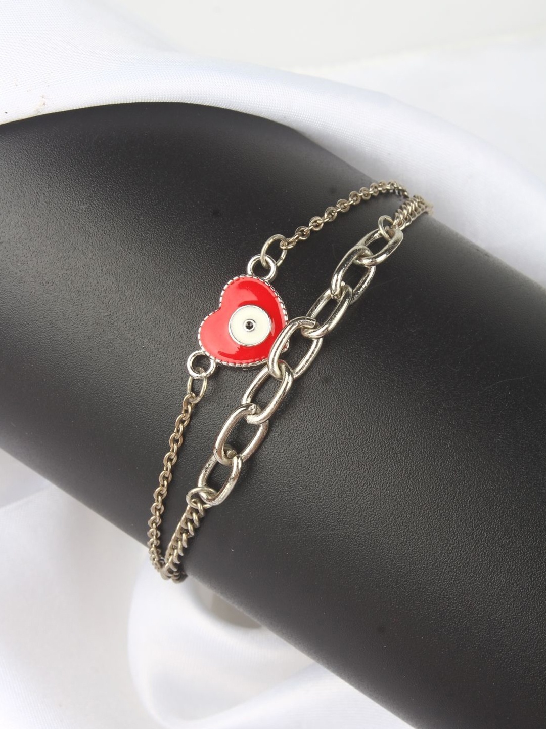 

KPOP Women Brass Silver-Plated Charm Bracelet